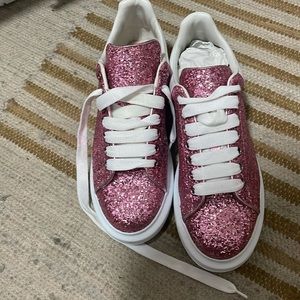 Pink glitter oversized Alexander McQueen sneakers